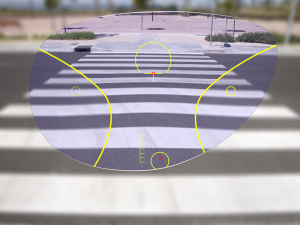 View of sidewalk through progressive lenses
